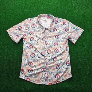 Texas Rangers Shirt Mens Medium White Red Floral All Over Print MLB Baseball